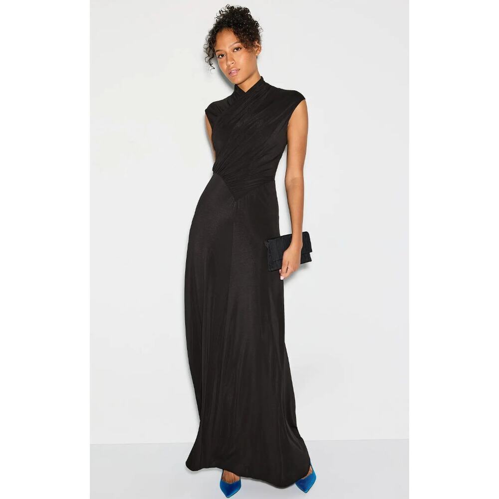 Alberta Ferretti Jersey High Neck Gown in Black - Picture 3 of 13
